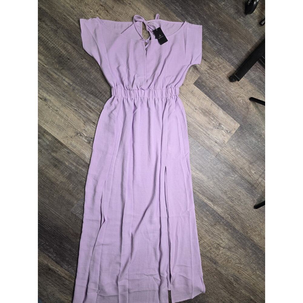 DEEPSELF Womens Size S Lavender Purple Maxi Dress Open Back Front Slit NWT - Picture 2 of 8